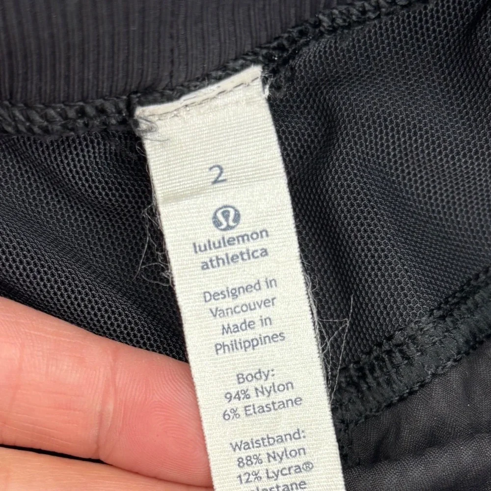 Lululemon Athletica Dance‎ Studio Crop Pants Black Ribbed Drawstring Womens 2